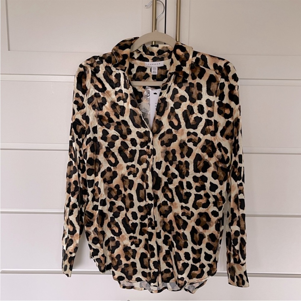 Topshop Brown and Black Button Down Shirt